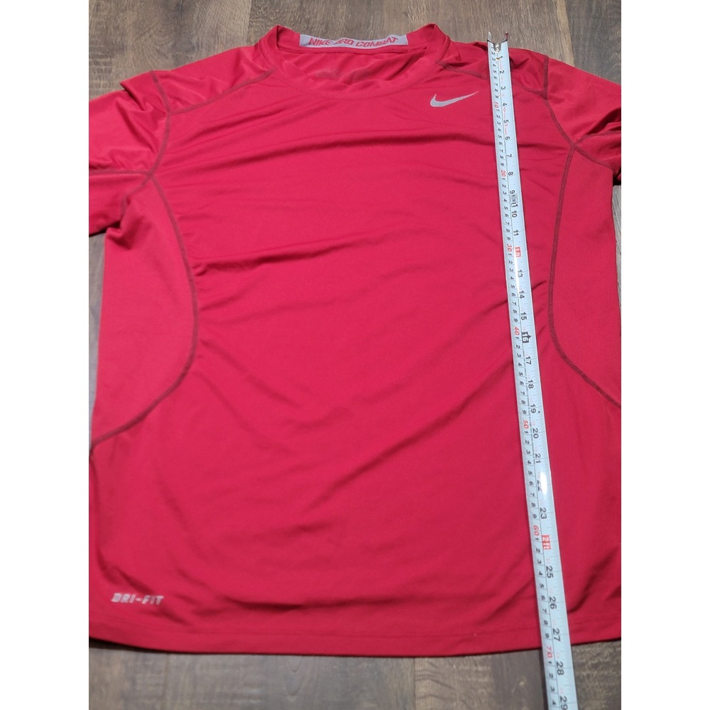 Nike Pro Combat Dri-FIT Mens Large Red Fitted Short Sleeve Training Shirt 440787